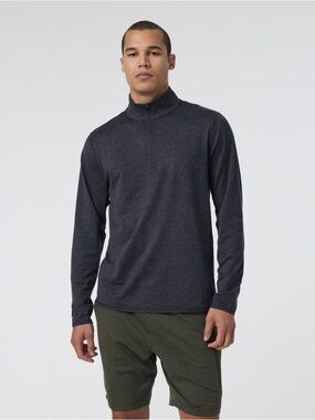 Vuori Men’s Ponto Half Zip Mock Neck Charcoal Heather Size L